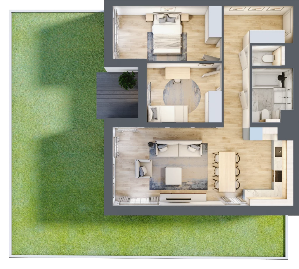 3 pokoje, mieszkanie 69,38 m², parter, oferta nr B1-00-4A, Francuska Park, Katowice, Osiedle Paderewskiego-Muchowiec, Muchowiec, ul. Szybowcowa