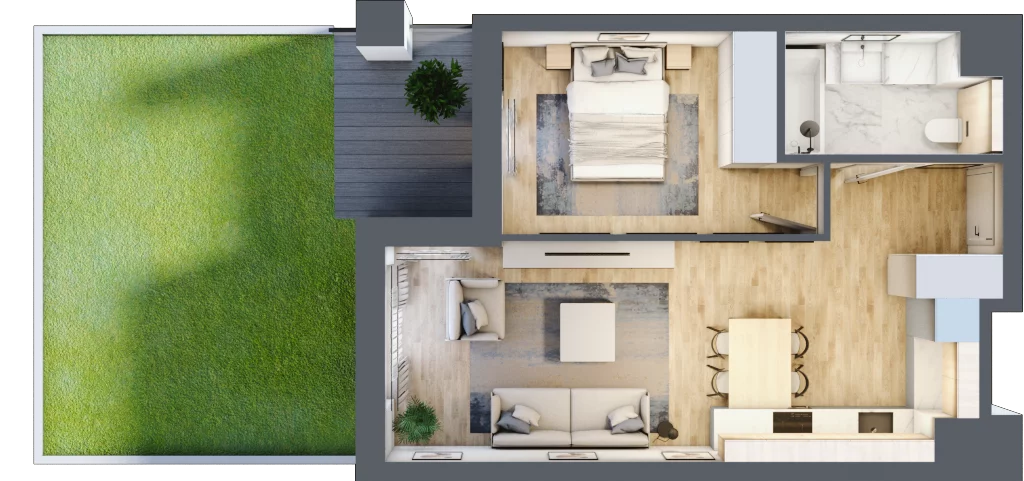 2 pokoje, mieszkanie 42,34 m², parter, oferta nr B1-00-5A, Francuska Park, Katowice, Osiedle Paderewskiego-Muchowiec, Muchowiec, ul. Szybowcowa