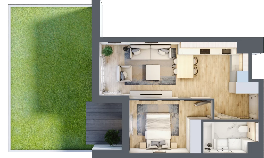 2 pokoje, mieszkanie 41,89 m², parter, oferta nr B1-00-7A, Francuska Park, Katowice, Osiedle Paderewskiego-Muchowiec, Muchowiec, ul. Szybowcowa