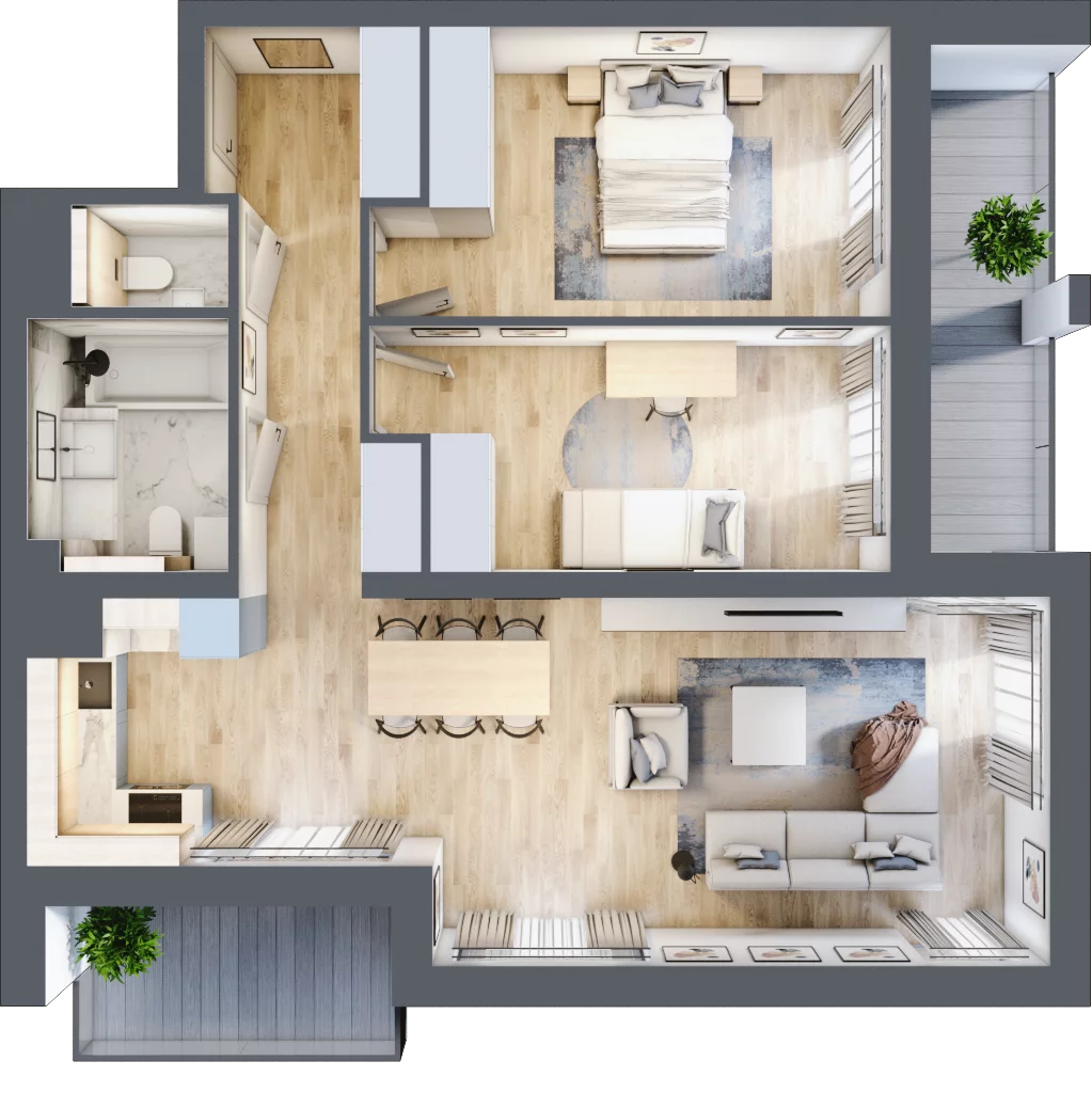 3 pokoje, mieszkanie 75,33 m², piętro 1, oferta nr B1-01-11A, Francuska Park, Katowice, Osiedle Paderewskiego-Muchowiec, Muchowiec, ul. Szybowcowa