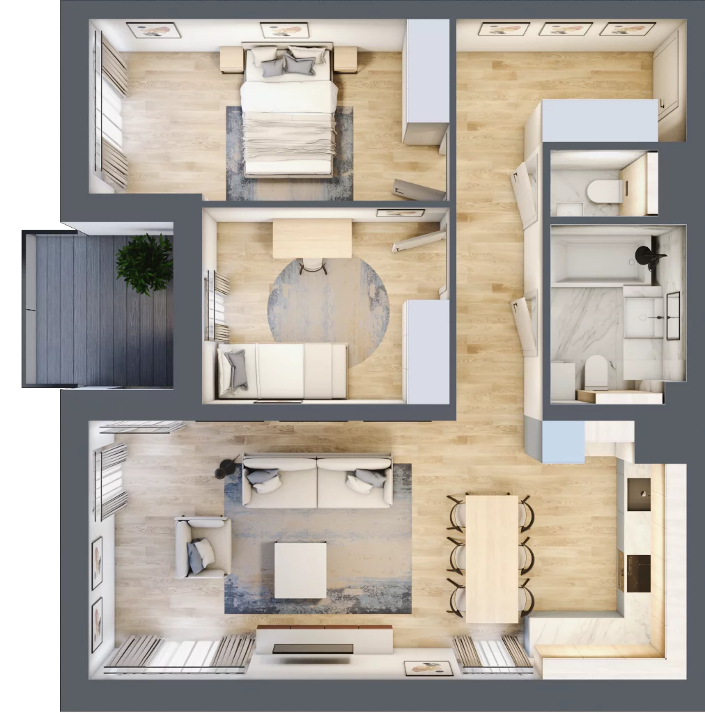 3 pokoje, mieszkanie 70,26 m², piętro 1, oferta nr B1-01-12A, Francuska Park, Katowice, Osiedle Paderewskiego-Muchowiec, Muchowiec, ul. Szybowcowa