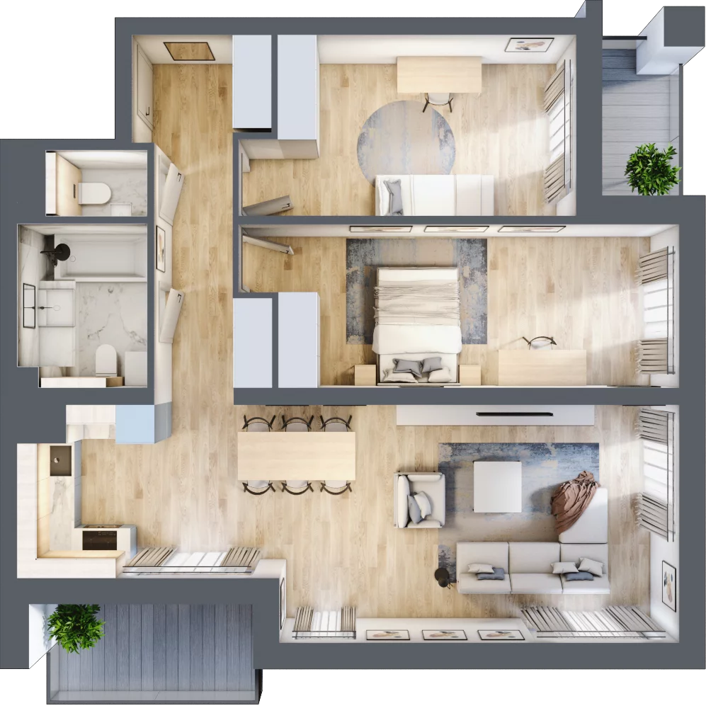 3 pokoje, mieszkanie 79,34 m², piętro 3, oferta nr B1-03-31A, Francuska Park, Katowice, Osiedle Paderewskiego-Muchowiec, Muchowiec, ul. Szybowcowa