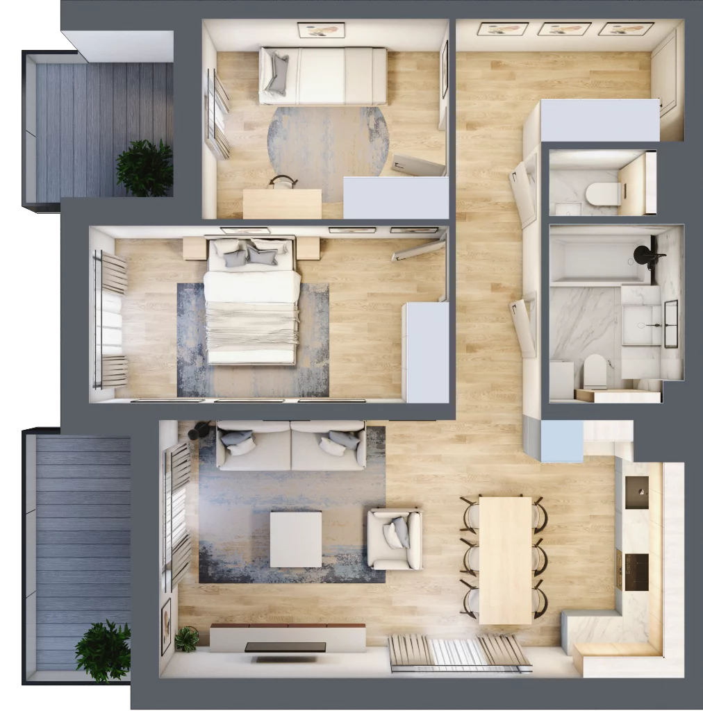 3 pokoje, mieszkanie 66,67 m², piętro 5, oferta nr B1-05-52A, Francuska Park, Katowice, Osiedle Paderewskiego-Muchowiec, Muchowiec, ul. Szybowcowa