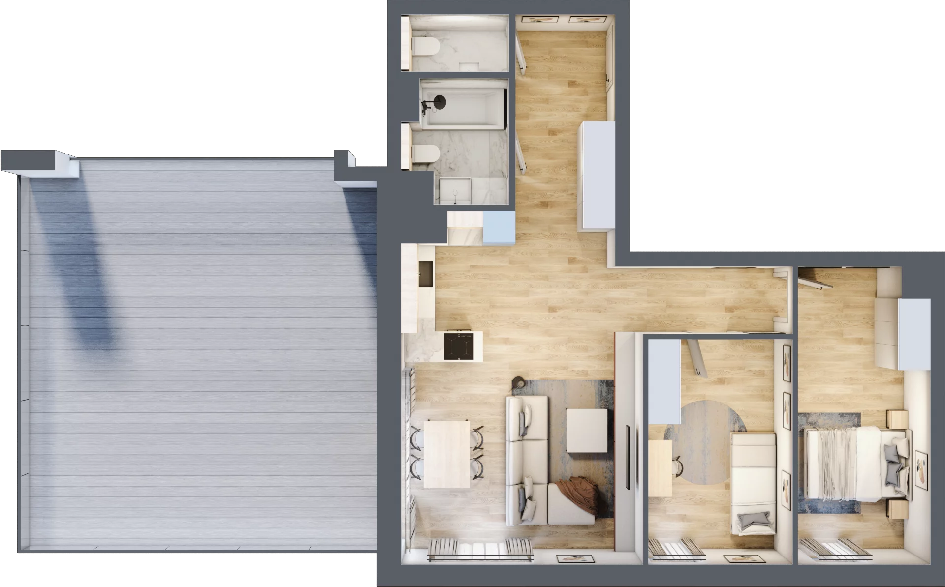 3 pokoje, mieszkanie 69,99 m², piętro 7, oferta nr B1-07-68A, Francuska Park, Katowice, Osiedle Paderewskiego-Muchowiec, Muchowiec, ul. Szybowcowa