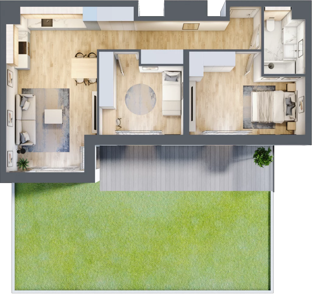 3 pokoje, mieszkanie 68,20 m², parter, oferta nr B2-00-2A, Francuska Park, Katowice, Osiedle Paderewskiego-Muchowiec, Muchowiec, ul. Szybowcowa