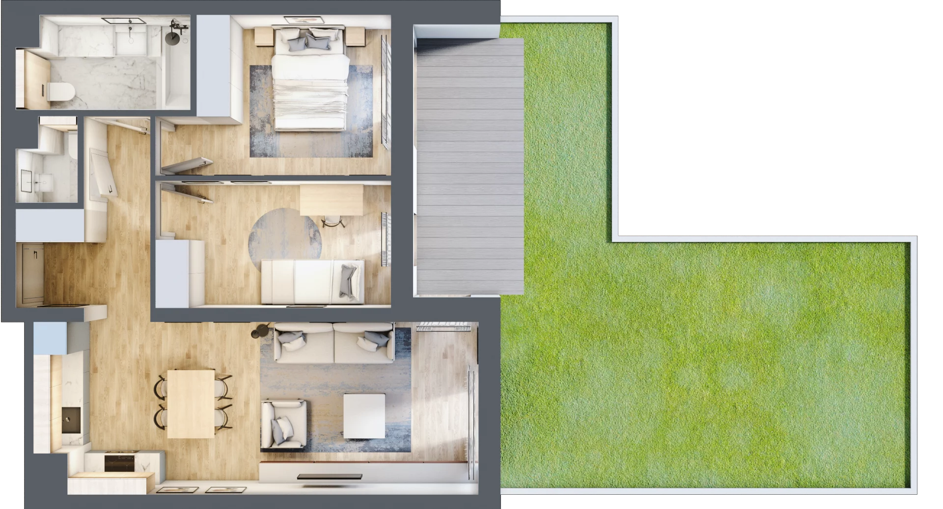 3 pokoje, mieszkanie 60,20 m², parter, oferta nr B2-00-3B, Francuska Park, Katowice, Osiedle Paderewskiego-Muchowiec, Muchowiec, ul. Szybowcowa