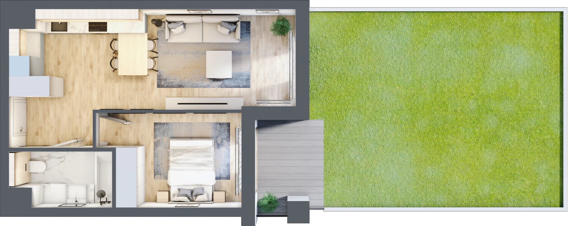 2 pokoje, mieszkanie 42,70 m², parter, oferta nr B2-00-4B, Francuska Park, Katowice, Osiedle Paderewskiego-Muchowiec, Muchowiec, ul. Szybowcowa