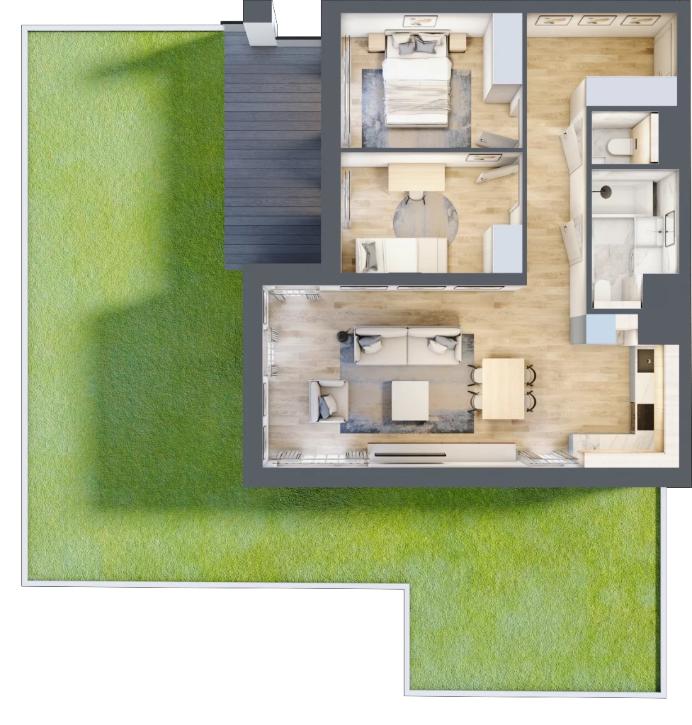 3 pokoje, mieszkanie 64,48 m², parter, oferta nr B2-00-6B, Francuska Park, Katowice, Osiedle Paderewskiego-Muchowiec, Muchowiec, ul. Szybowcowa