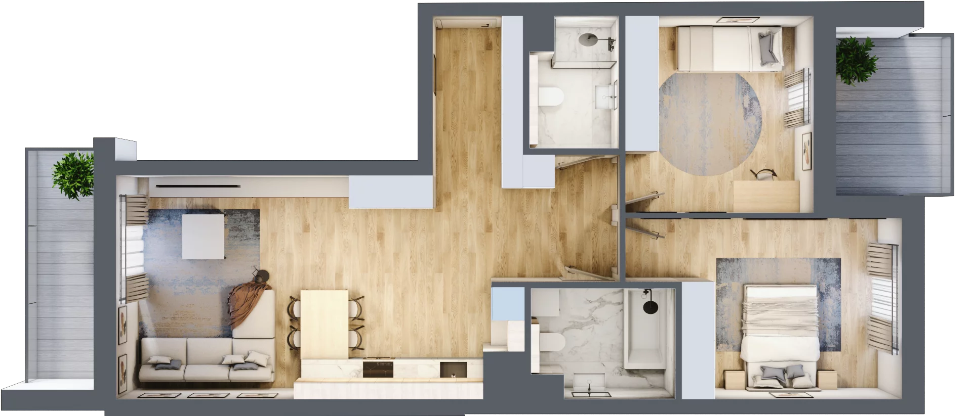 3 pokoje, mieszkanie 72,99 m², piętro 1, oferta nr B2-01-3A, Francuska Park, Katowice, Osiedle Paderewskiego-Muchowiec, Muchowiec, ul. Szybowcowa