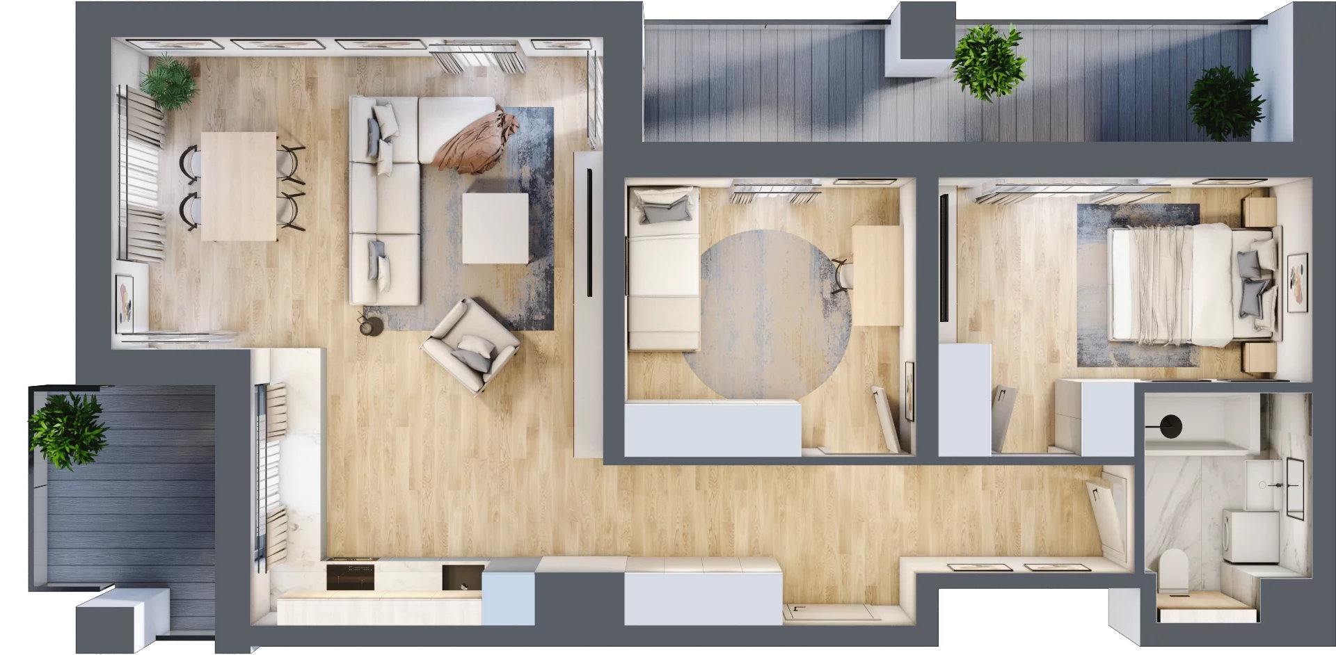 3 pokoje, mieszkanie 67,88 m², piętro 1, oferta nr B2-01-7A, Francuska Park, Katowice, Osiedle Paderewskiego-Muchowiec, Muchowiec, ul. Szybowcowa