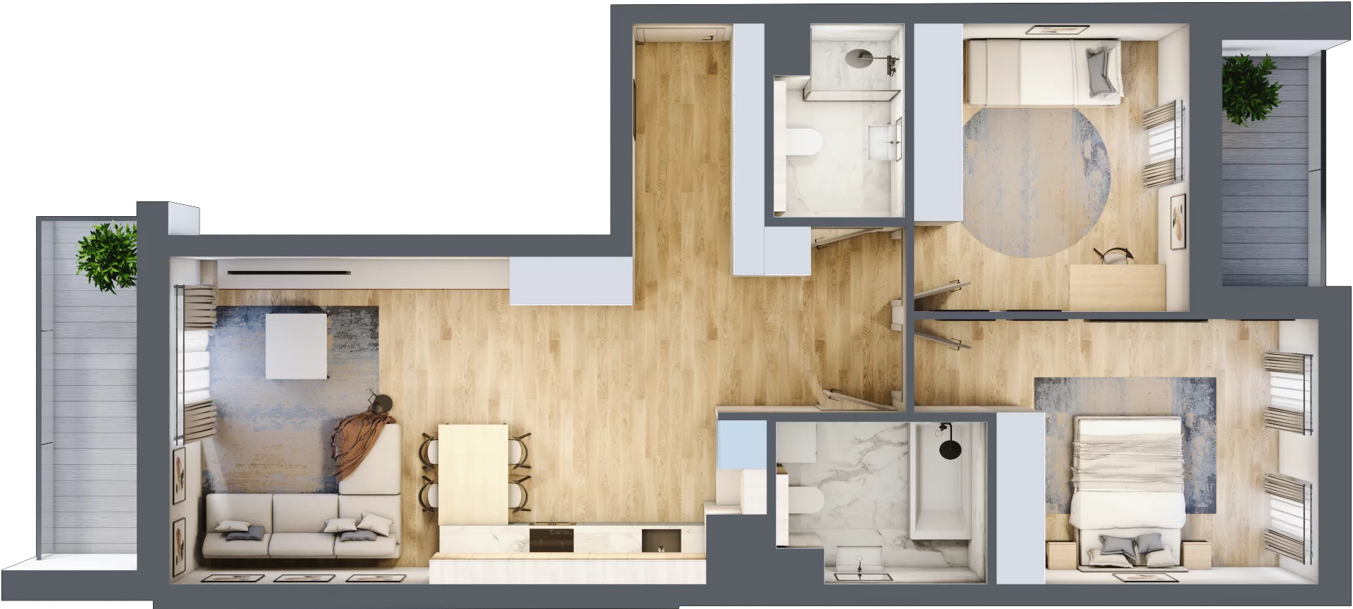 3 pokoje, mieszkanie 73,00 m², piętro 2, oferta nr B2-02-8A, Francuska Park, Katowice, Osiedle Paderewskiego-Muchowiec, Muchowiec, ul. Szybowcowa
