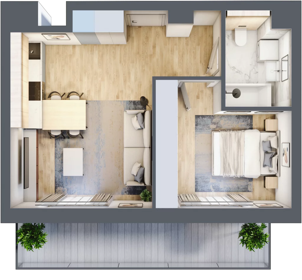 2 pokoje, mieszkanie 39,91 m², piętro 3, oferta nr B2-03-14A, Francuska Park, Katowice, Osiedle Paderewskiego-Muchowiec, Muchowiec, ul. Szybowcowa