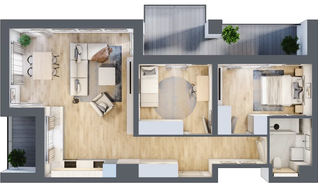 3 pokoje, mieszkanie 68,20 m², piętro 3, oferta nr B2-03-17A, Francuska Park, Katowice, Osiedle Paderewskiego-Muchowiec, Muchowiec, ul. Szybowcowa