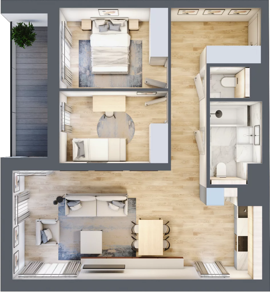 3 pokoje, mieszkanie 65,19 m², piętro 3, oferta nr B2-03-30B, Francuska Park, Katowice, Osiedle Paderewskiego-Muchowiec, Muchowiec, ul. Szybowcowa