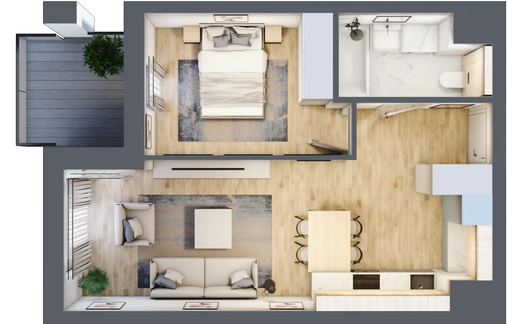 2 pokoje, mieszkanie 42,89 m², piętro 3, oferta nr B2-03-31B, Francuska Park, Katowice, Osiedle Paderewskiego-Muchowiec, Muchowiec, ul. Szybowcowa