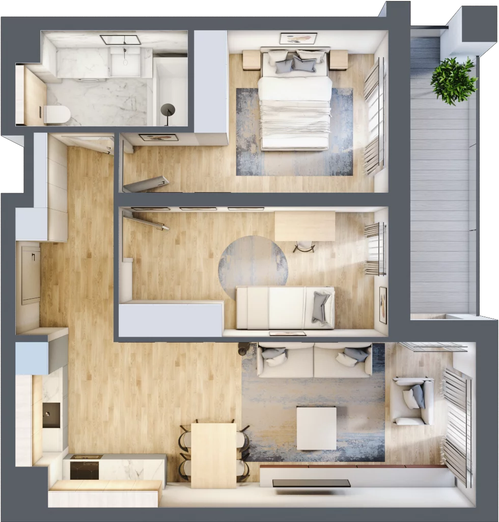 3 pokoje, mieszkanie 61,39 m², piętro 5, oferta nr B2-05-42B, Francuska Park, Katowice, Osiedle Paderewskiego-Muchowiec, Muchowiec, ul. Szybowcowa