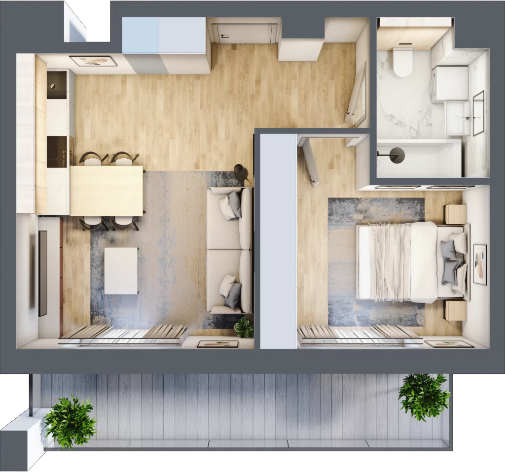 2 pokoje, mieszkanie 39,91 m², piętro 6, oferta nr B2-06-29A, Francuska Park, Katowice, Osiedle Paderewskiego-Muchowiec, Muchowiec, ul. Szybowcowa