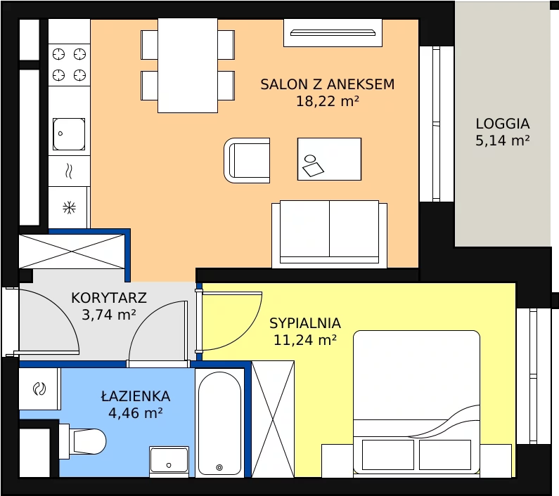 Zalety apartamentu 37.66 m², H3-F-4-5