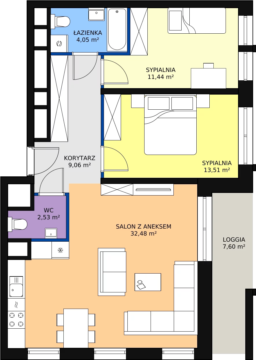 Zalety mieszkania 73.98 m², H3-F-4-6