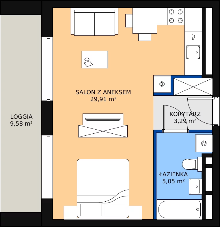 Zalety mieszkania 38.25 m², H3-F-4-8