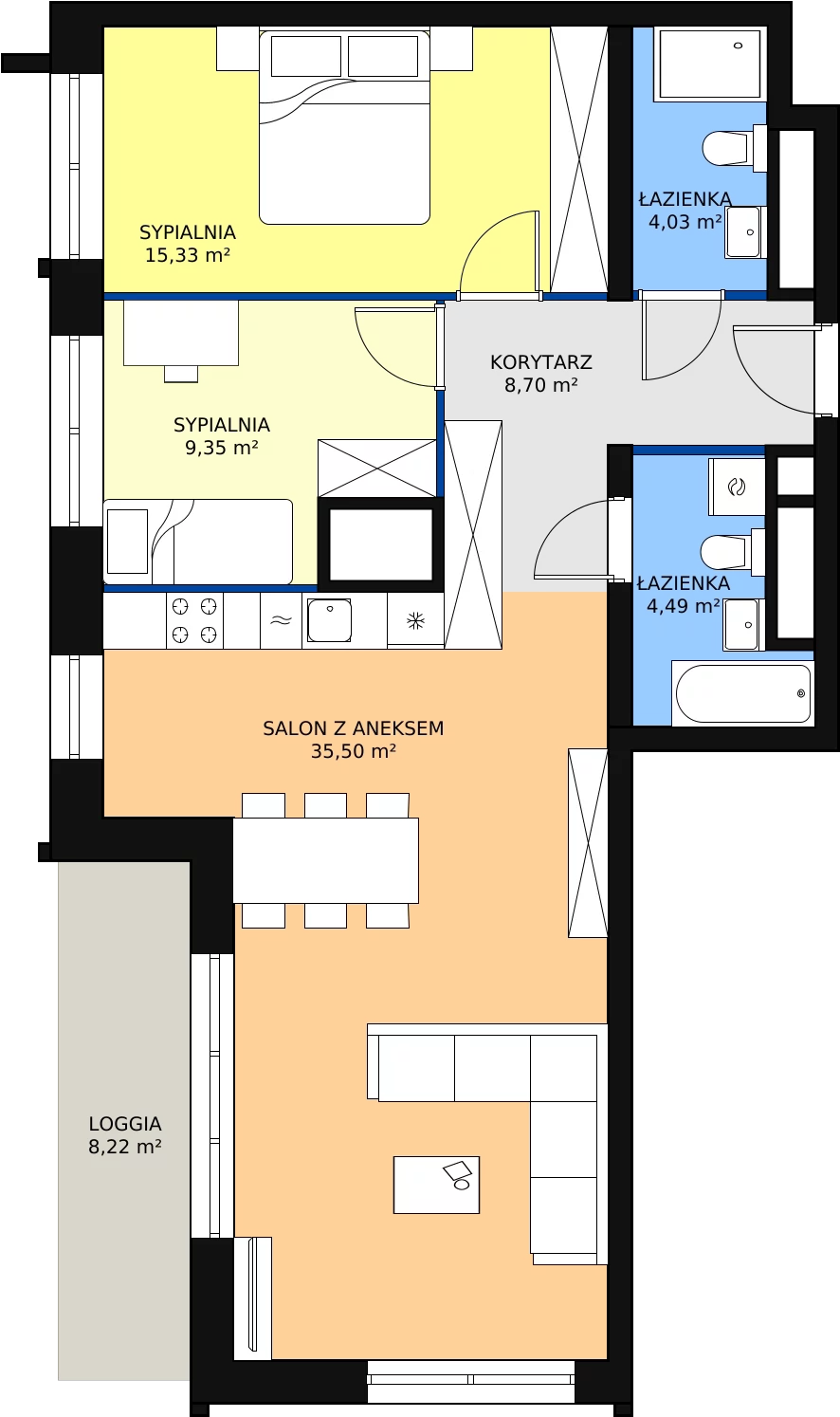 Zalety mieszkania 77.94 m², H4-C-12-4