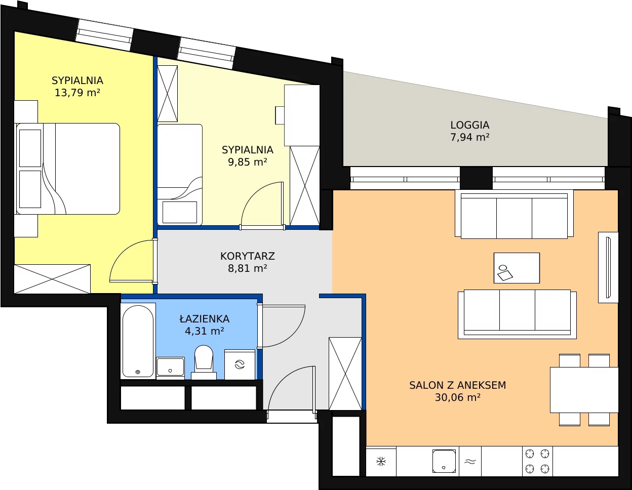 Zalety apartamentu 66.82 m², H4-C-14-6