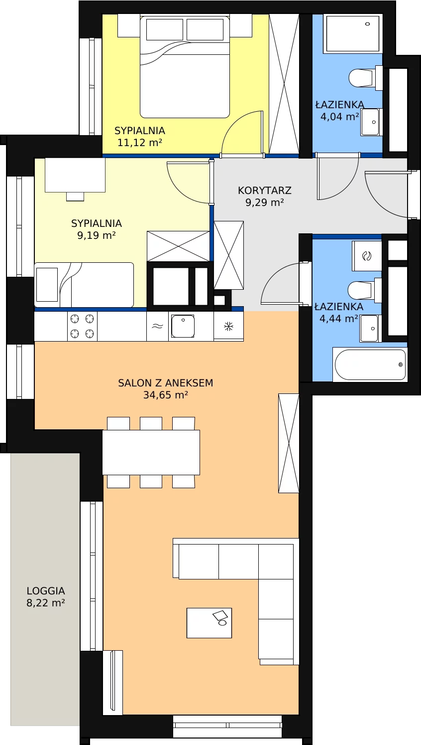 Zalety mieszkania 73.62 m², H4-C-15-4
