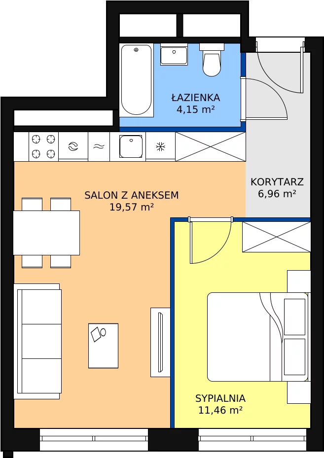 Zalety apartamentu 42.14 m², H4-C-4-10