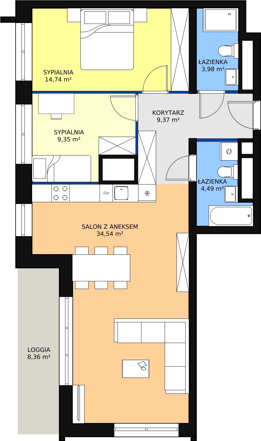 Zalety apartamentu 76.47 m², H4-C-5-4