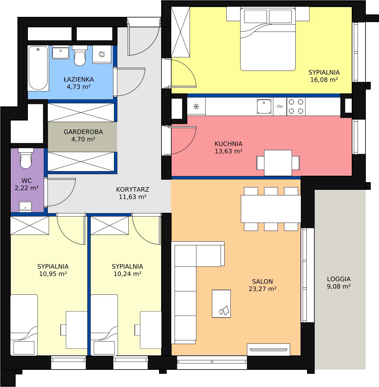 Zalety apartamentu 97.45 m², H4-C-6-2