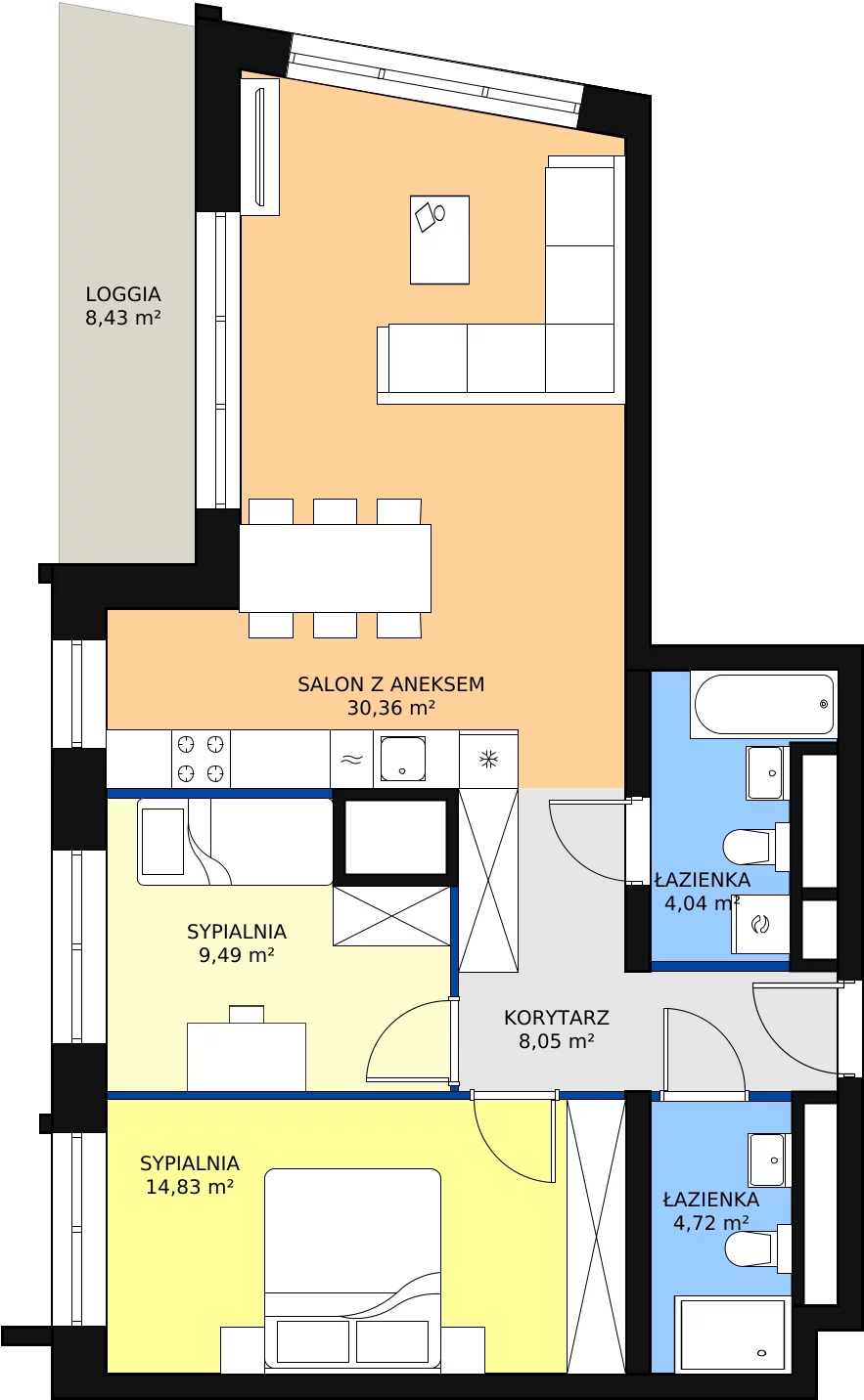 Zalety apartamentu 71.49 m², H4-C-9-5
