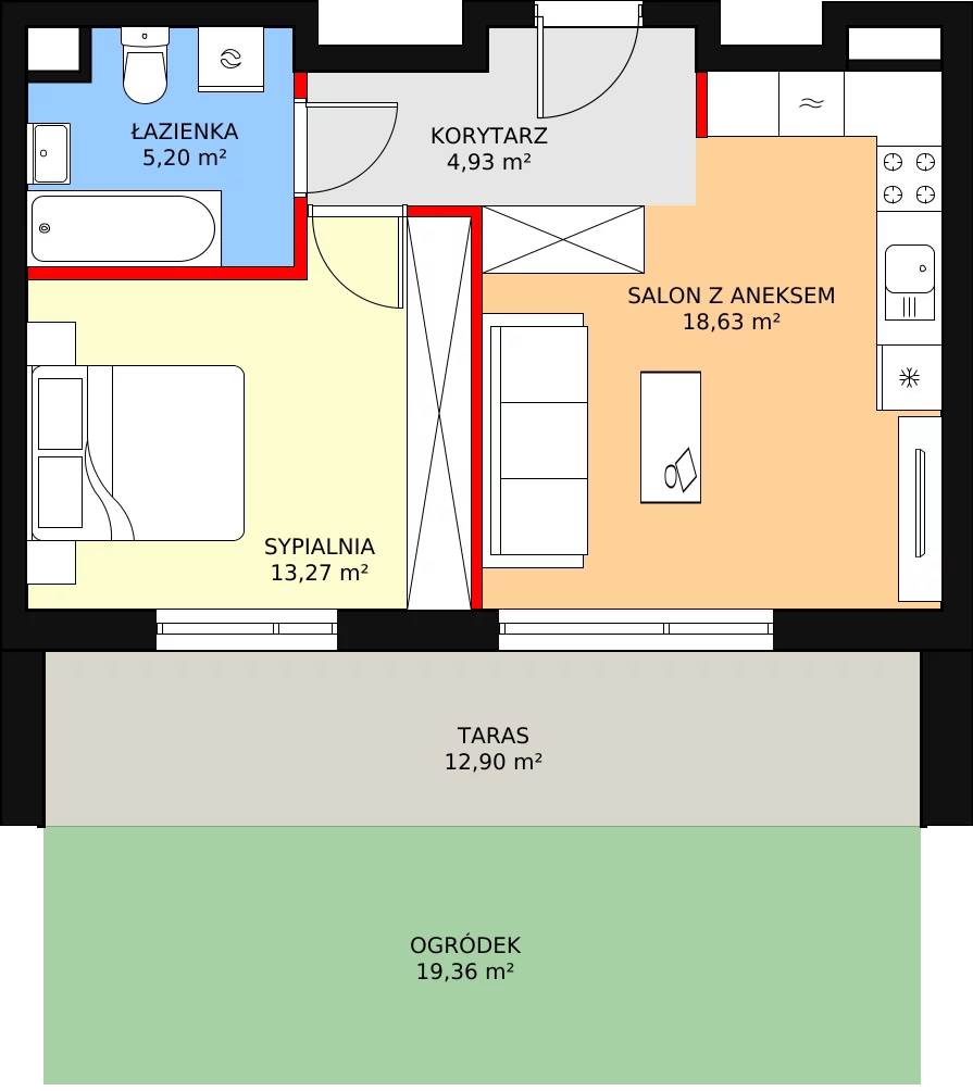 2 pokoje, mieszkanie 42,03 m², parter, oferta nr D1.3.0.2, Nowy Targówek VI, Warszawa, Targówek, Targówek Mieszkaniowy, ul. Płosa 8