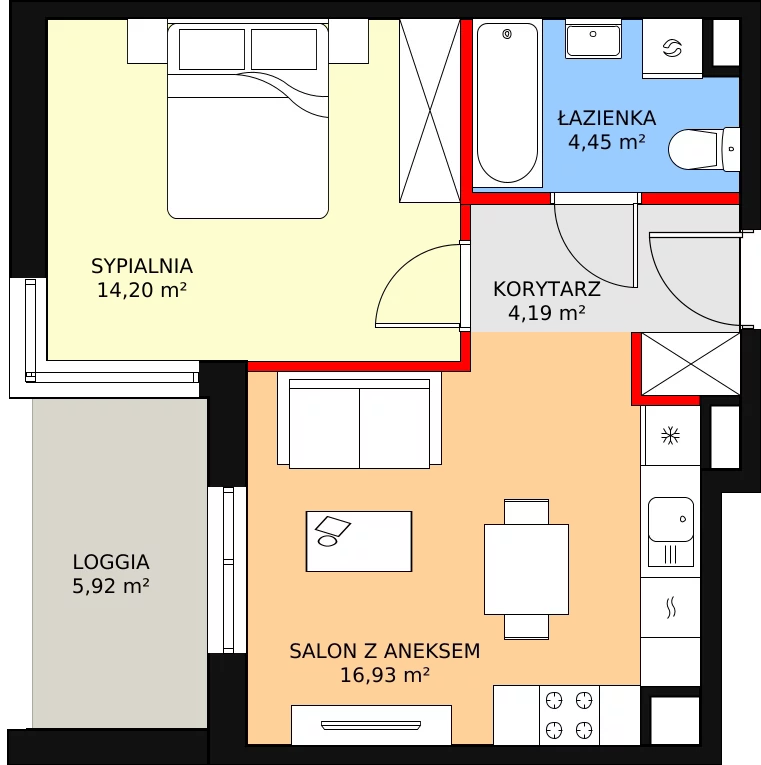 2 pokoje, mieszkanie 39,77 m², piętro 1, oferta nr D1.1.1.2, Nowy Targówek VI, Warszawa, Targówek, Targówek Mieszkaniowy, ul. Płosa 8