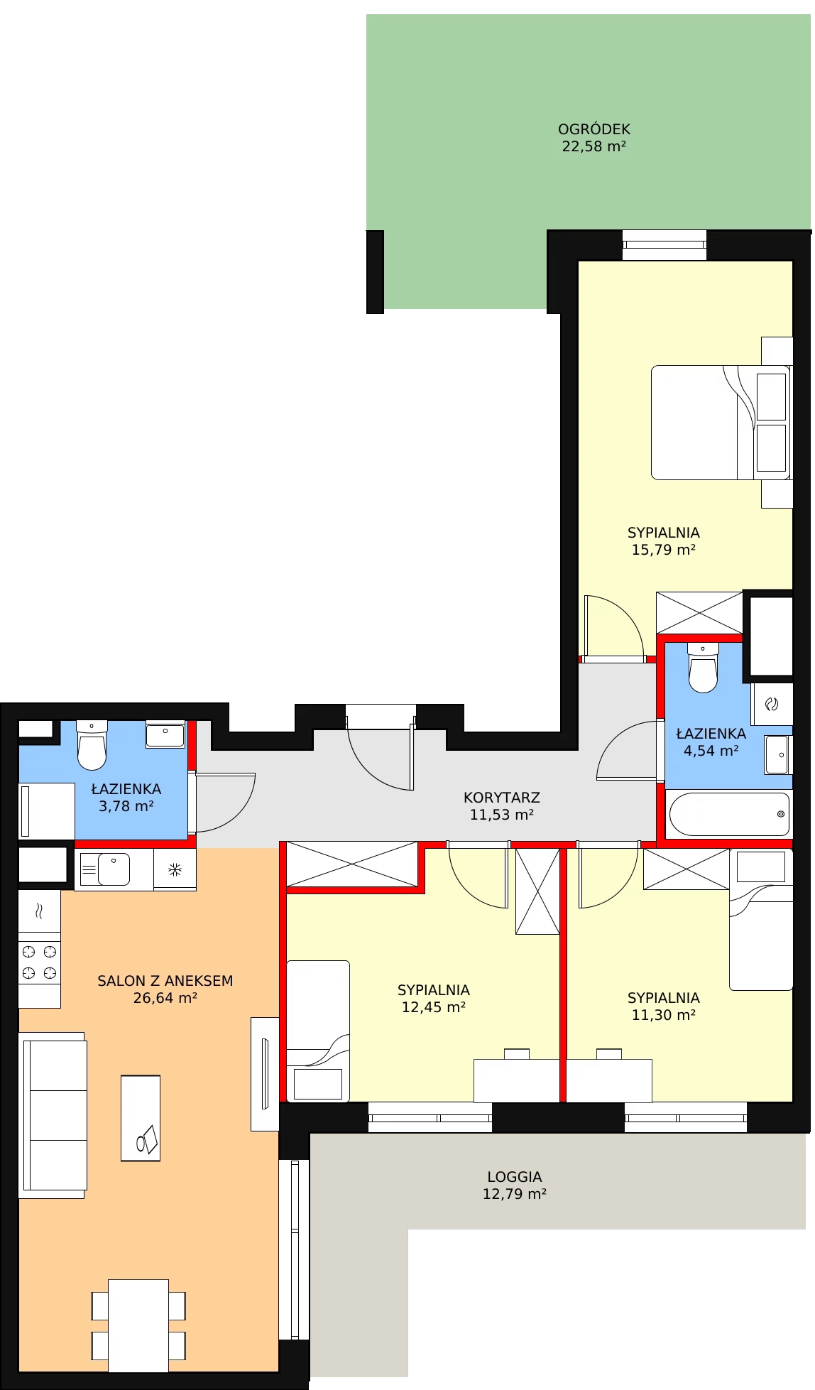 4 pokoje, mieszkanie 86,03 m², piętro 1, oferta nr D1.2.1.4, Nowy Targówek VI, Warszawa, Targówek, Targówek Mieszkaniowy, ul. Płosa 8