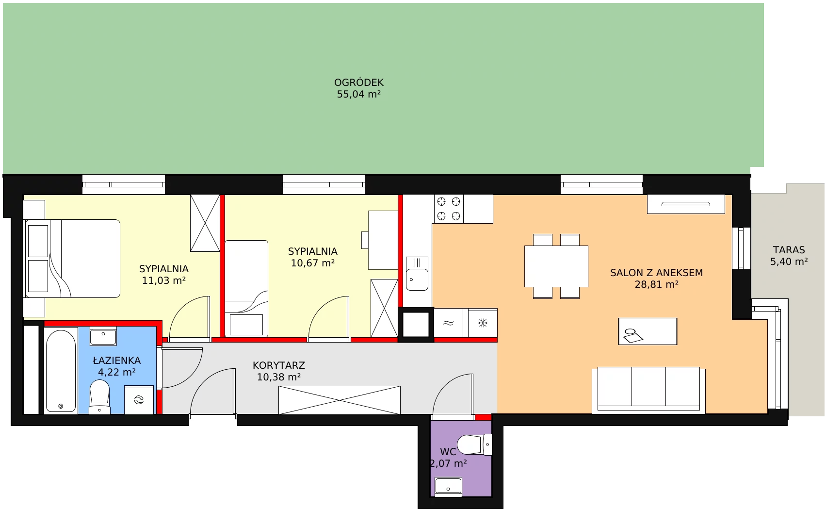 3 pokoje, mieszkanie 67,18 m², piętro 1, oferta nr D1.3.1.1, Nowy Targówek VI, Warszawa, Targówek, Targówek Mieszkaniowy, ul. Płosa 8