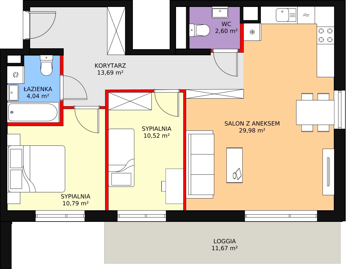 3 pokoje, mieszkanie 71,62 m², piętro 1, oferta nr D1.3.1.2, Nowy Targówek VI, Warszawa, Targówek, Targówek Mieszkaniowy, ul. Płosa 8