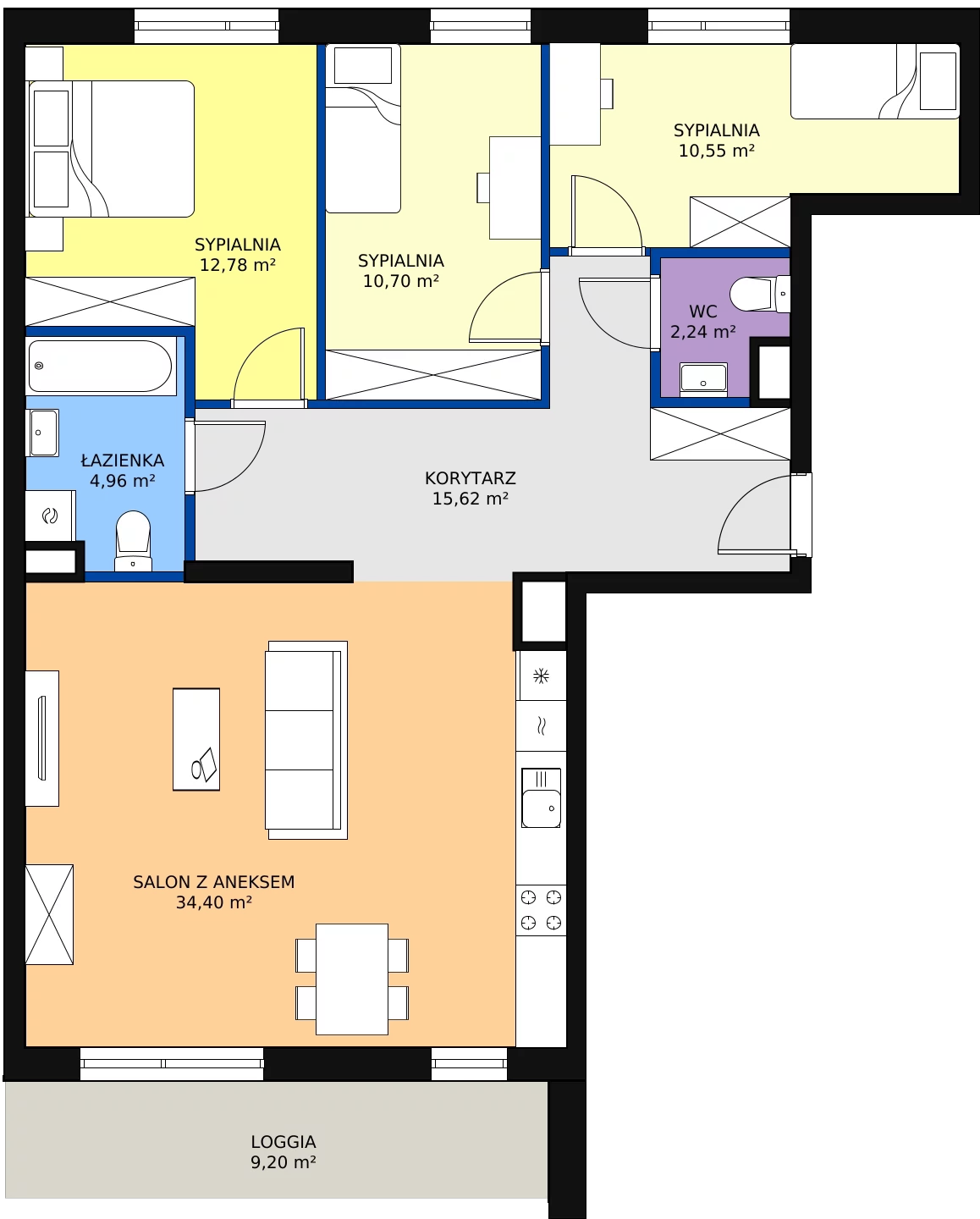 4 pokoje, mieszkanie 91,25 m², piętro 2, oferta nr D1.3.2.4, Nowy Targówek VI, Warszawa, Targówek, Targówek Mieszkaniowy, ul. Płosa 8
