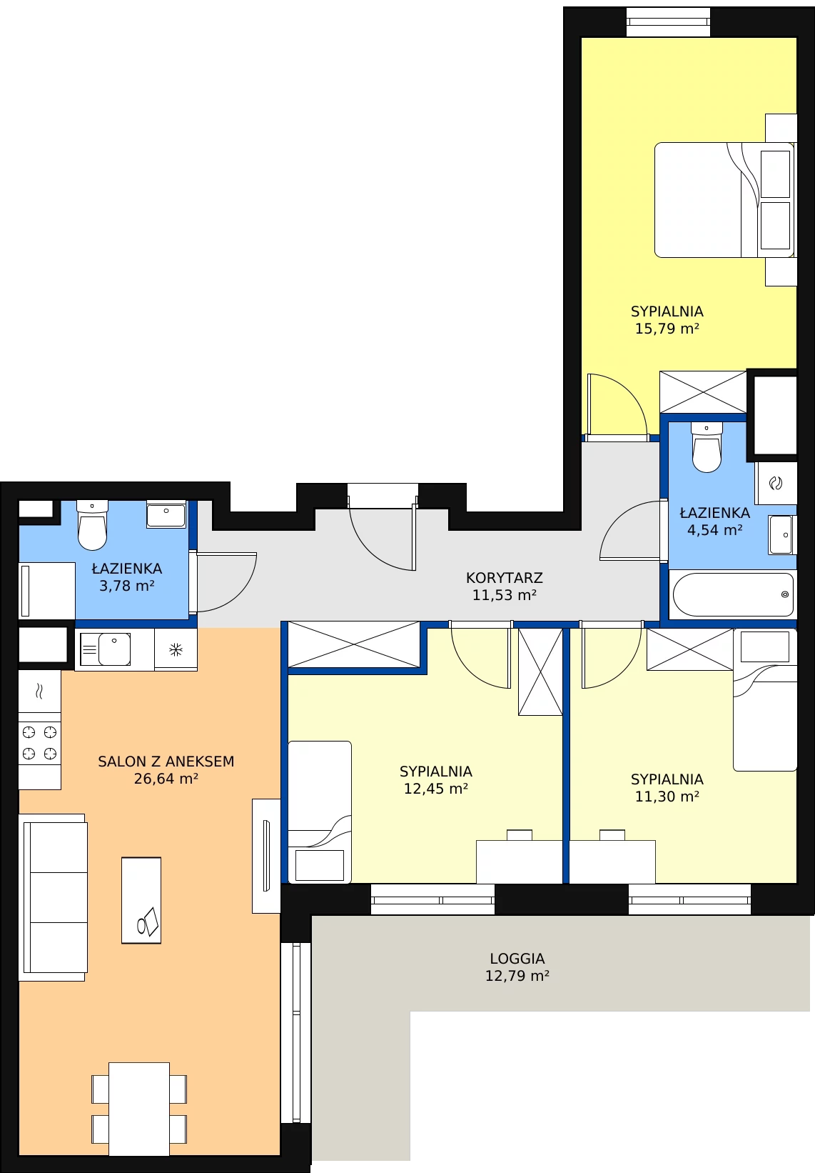 Zalety mieszkania 86.03 m², D1.2.4.4