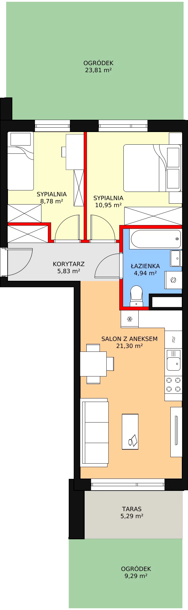 3 pokoje, mieszkanie 51,80 m², parter, oferta nr D2.1.0.1, Nowy Targówek VI, Warszawa, Targówek, Targówek Mieszkaniowy, ul. Płosa 8