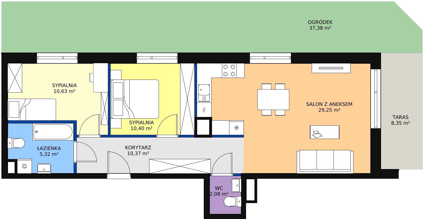 Zalety mieszkania 68.05 m², D2.2.0.1