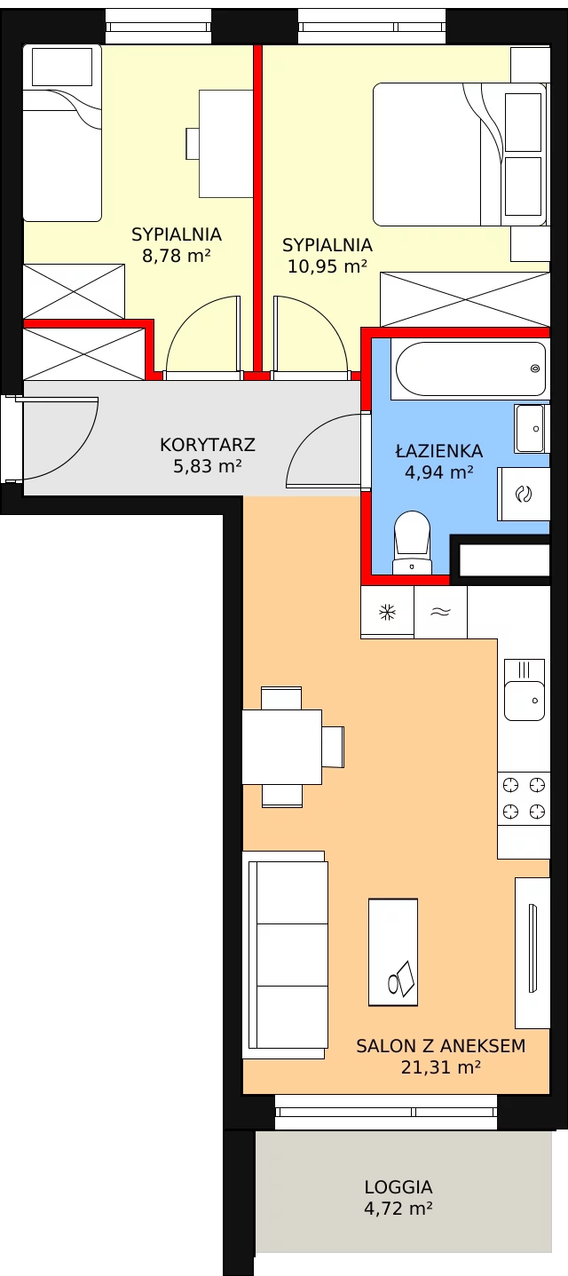 3 pokoje, mieszkanie 51,81 m², piętro 1, oferta nr D2.1.1.1, Nowy Targówek VI, Warszawa, Targówek, Targówek Mieszkaniowy, ul. Płosa 8