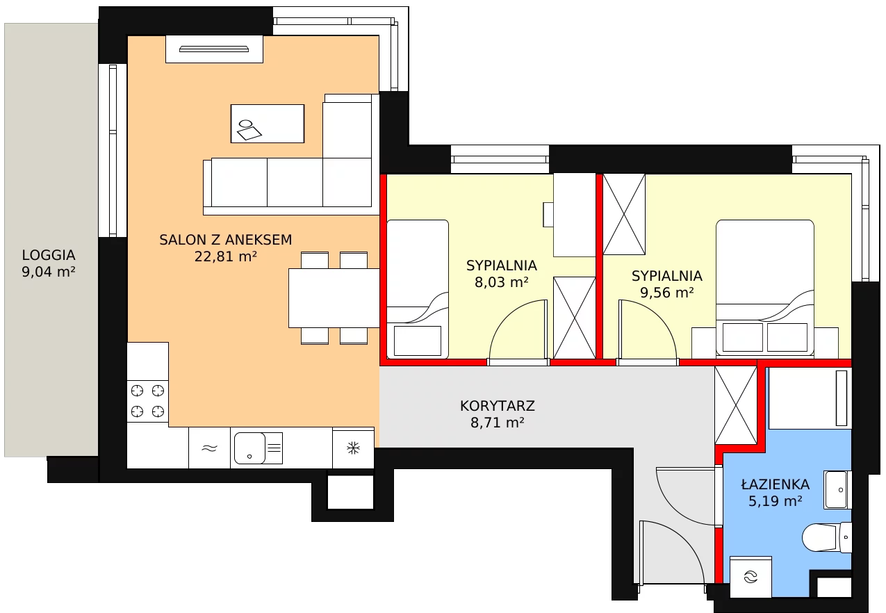 3 pokoje, mieszkanie 54,30 m², piętro 1, oferta nr D2.1.1.4, Nowy Targówek VI, Warszawa, Targówek, Targówek Mieszkaniowy, ul. Płosa 8