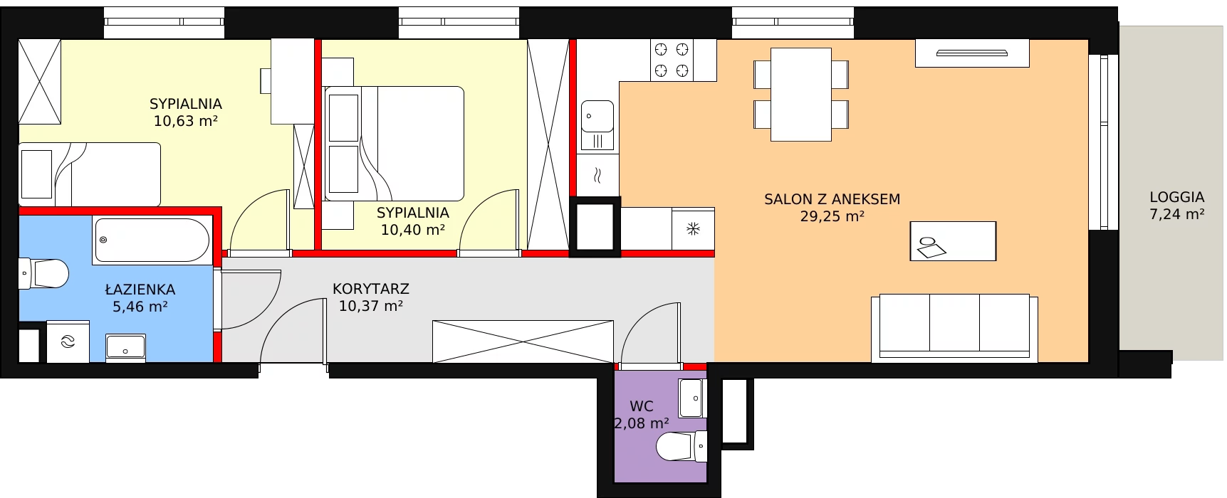 3 pokoje, mieszkanie 68,19 m², piętro 1, oferta nr D2.2.1.1, Nowy Targówek VI, Warszawa, Targówek, Targówek Mieszkaniowy, ul. Płosa 8