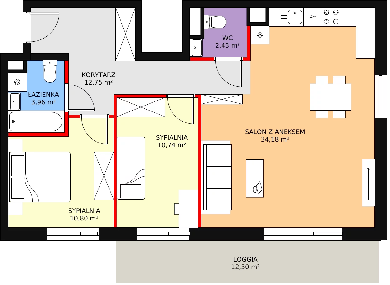 3 pokoje, mieszkanie 74,86 m², piętro 1, oferta nr D2.2.1.2, Nowy Targówek VI, Warszawa, Targówek, Targówek Mieszkaniowy, ul. Płosa 8