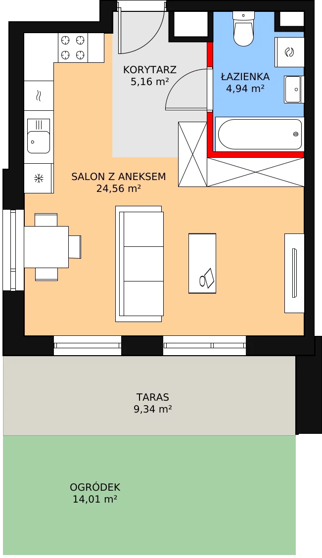 1 pokój, mieszkanie 34,66 m², parter, oferta nr D2.1.0.2, Nowy Targówek VI, Warszawa, Targówek, Targówek Mieszkaniowy, ul. Płosa 8