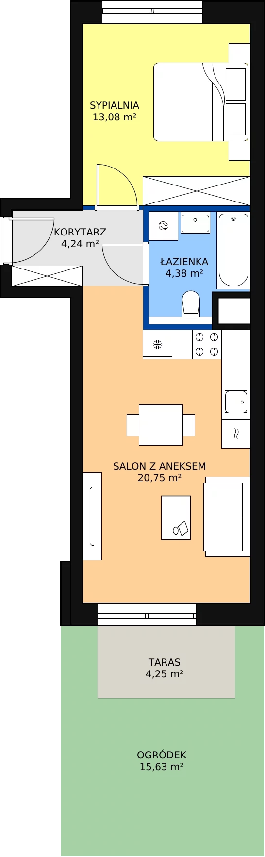 Zalety mieszkania 42.45 m², 6.00.A01