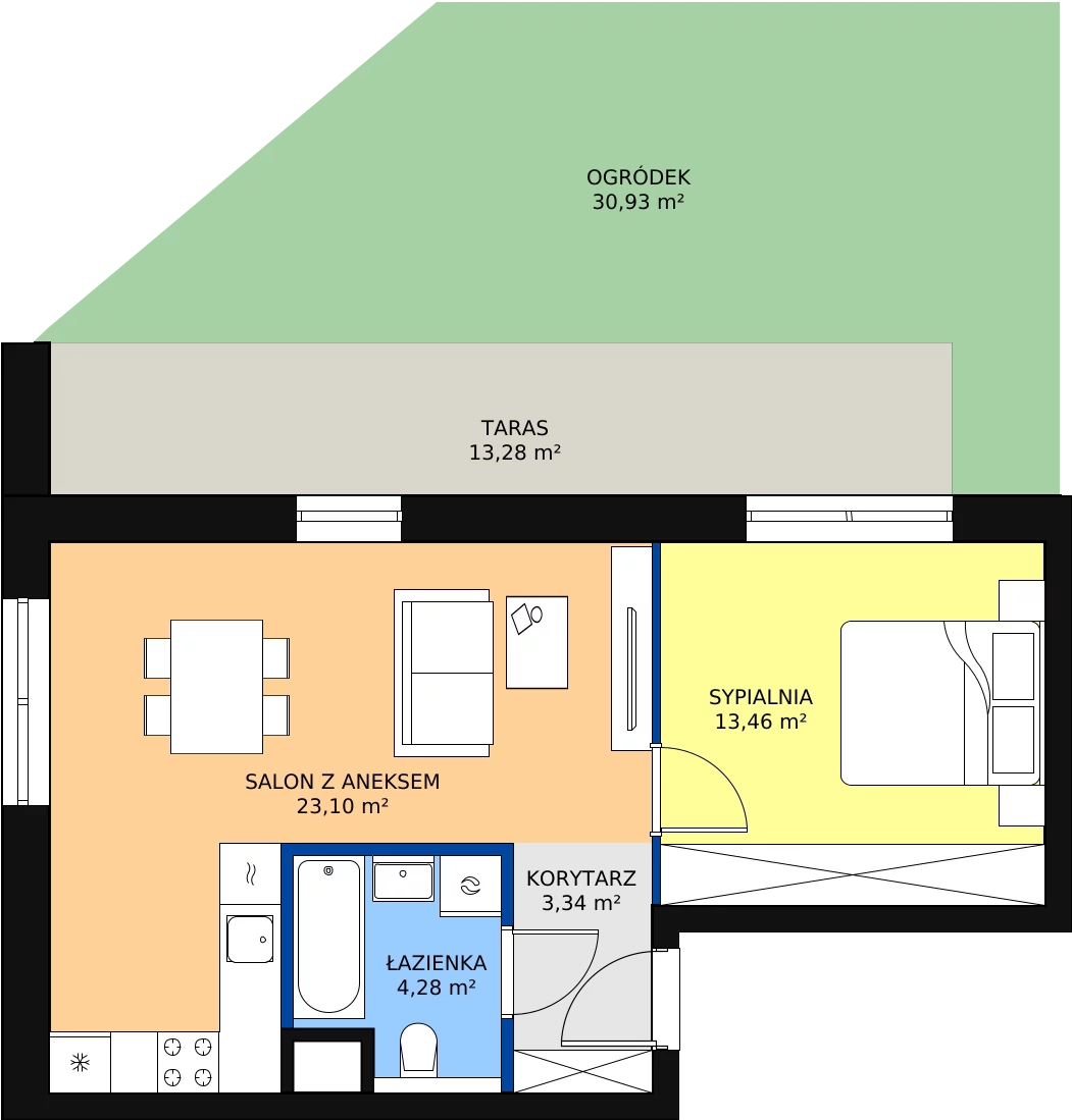 Zalety mieszkania 44.18 m², 6.00.A04