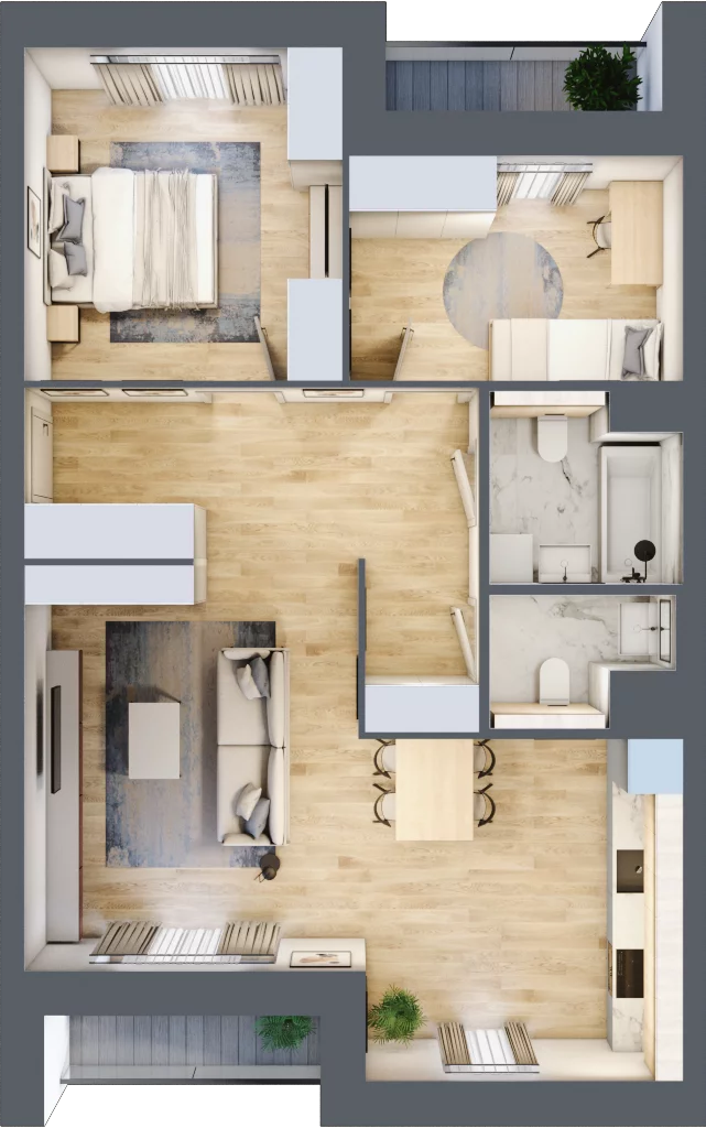 3 pokoje, mieszkanie 69,98 m², piętro 2, oferta nr 6.02.B05, Ogrody Andersa II, Gliwice, Wojska Polskiego, ul. Generała Władysława Andersa
