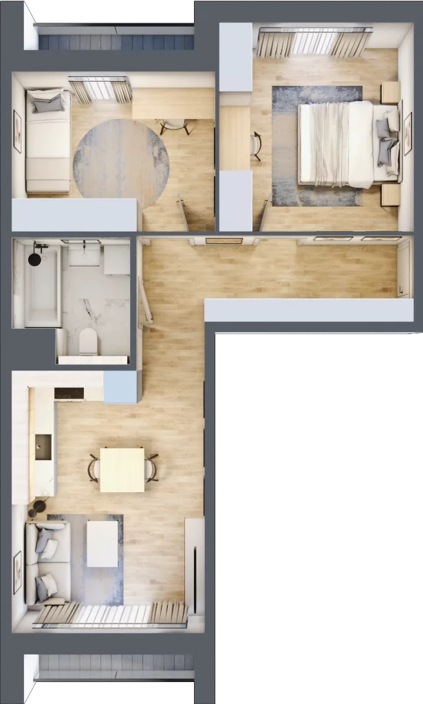 3 pokoje, mieszkanie 54,78 m², piętro 2, oferta nr 6.02.B07, Ogrody Andersa II, Gliwice, Wojska Polskiego, ul. Generała Władysława Andersa
