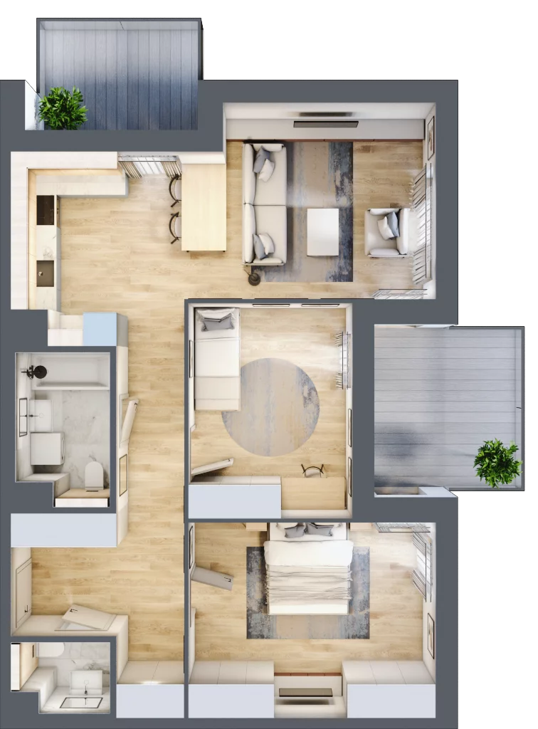 3 pokoje, mieszkanie 71,73 m², piętro 2, oferta nr 6.02.C18, Ogrody Andersa II, Gliwice, Wojska Polskiego, ul. Generała Władysława Andersa